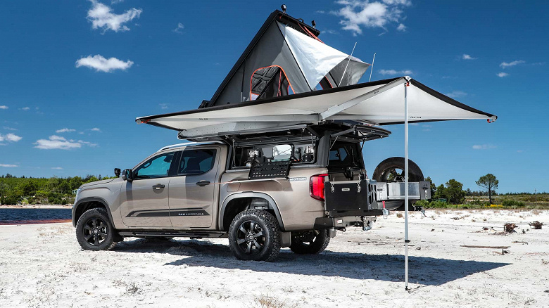 Представлен топовый Volkswagen Amarok Camper 2023 с другими подвеской, шинами, оснащением и палаткой на крыше
